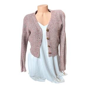 Women’s extra small Pink Marble Button Cardigan